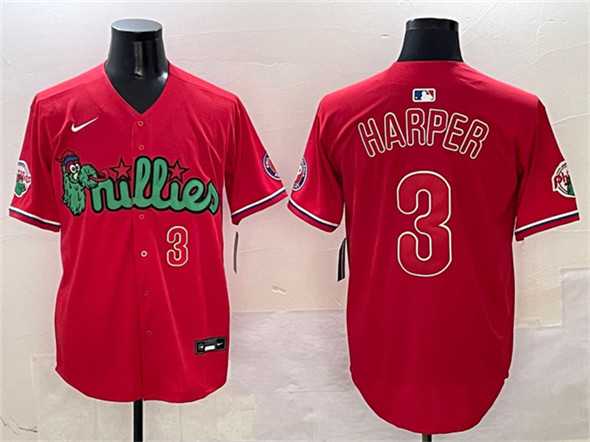 Men%27s Philadelphia Phillies #3 Bryce Harper Red Phanatic Limited Stitched Jersey->philadelphia phillies->MLB Jersey